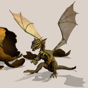 <b>Dark Dragon</b> ist ein Drachenkind. Nun ist der richtige Moment, dem Kleinen Fliegen, Feuerspucken usw. beizubringen.